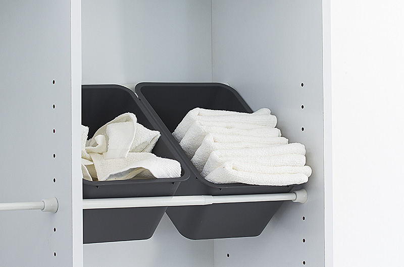 つっぱり大輔をカゴ置きラックに活用